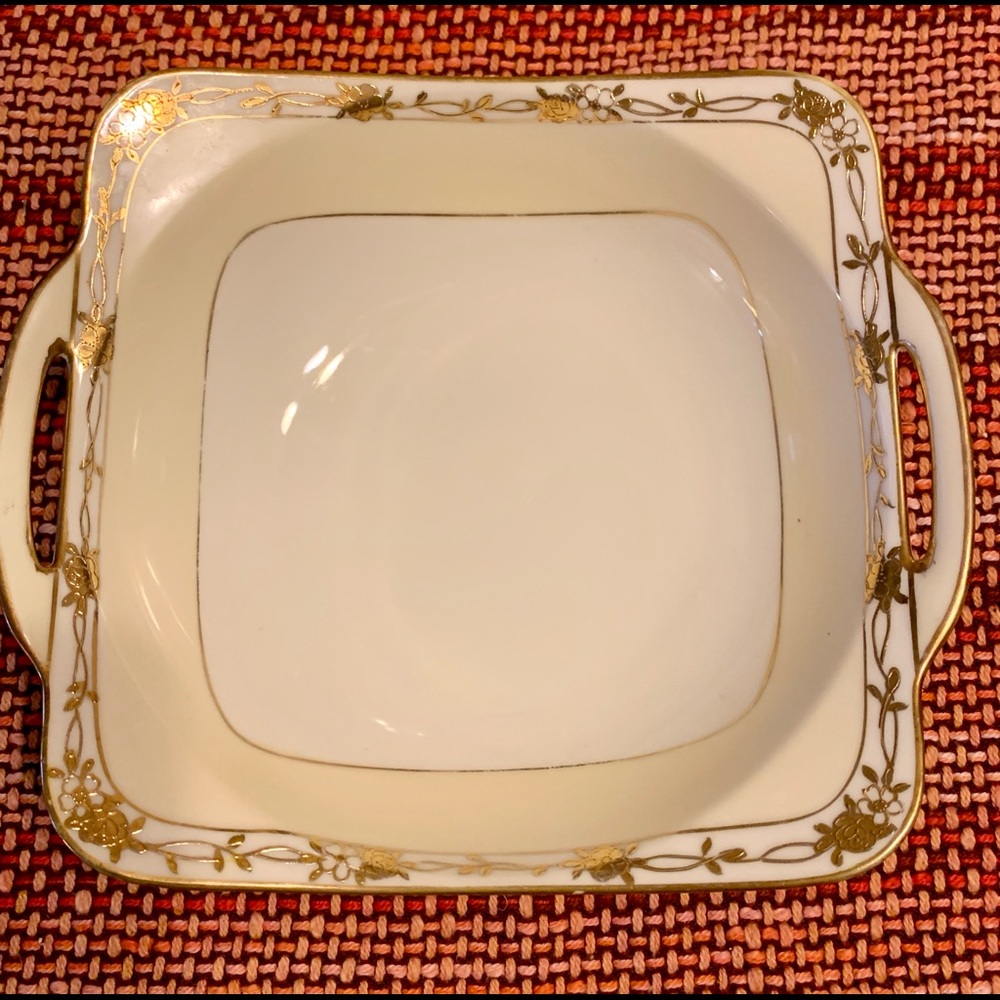 NIPPON GOLD Etched Handled Serving Bowl